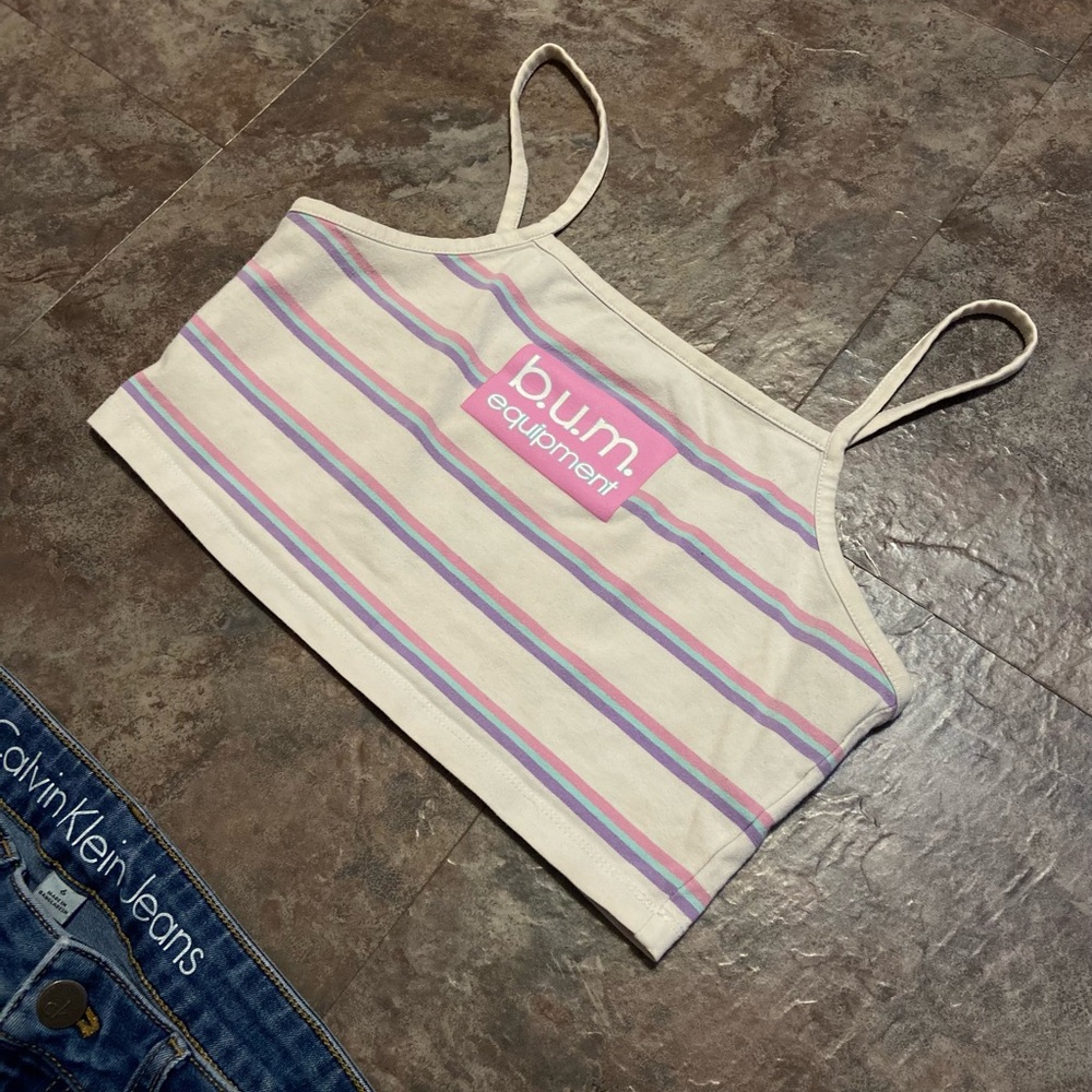 B.U.M. Equipment Pastel Striped Crop Top